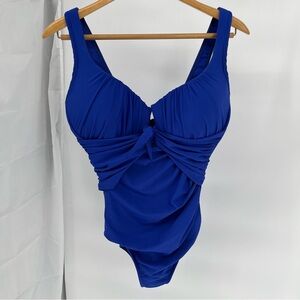 Miraclesuit Women’s Estilo Ruched Swimsuit Size 14DD Underwire Royal Blue